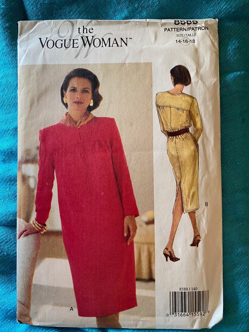Vogue sewing pattern 8589 shift dress Size 14 16
